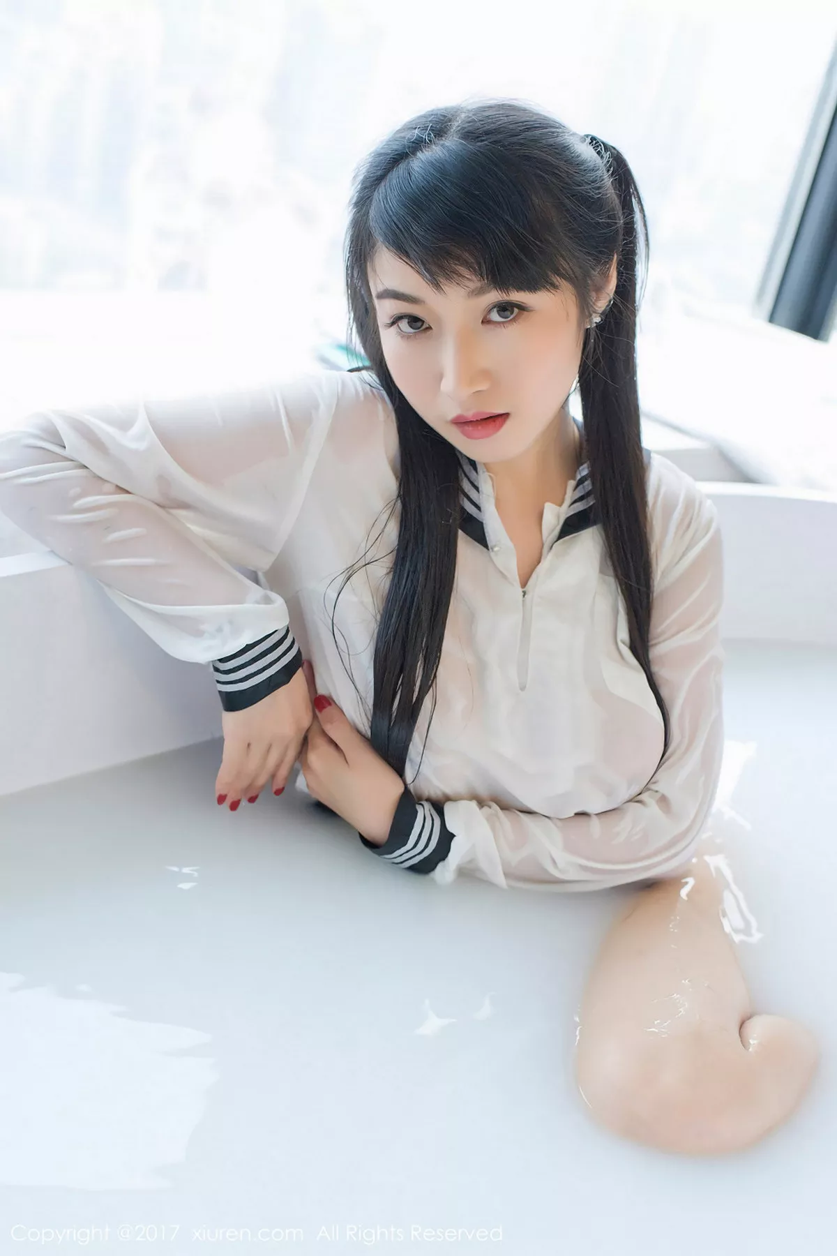 秀人集.com_[XiuRen秀人网]No.853_嫩模盼盼龙女sunny学生装牛奶浴+全裸乳贴秀美乳诱惑写真57P